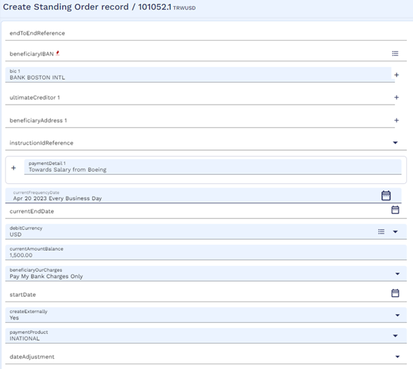 Standing Order Record
